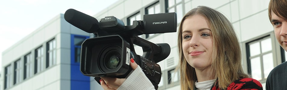 student filming